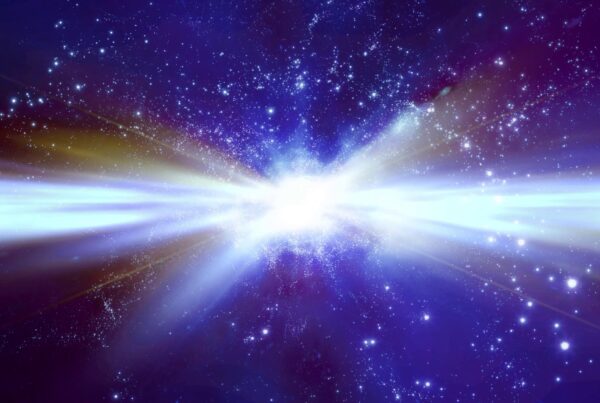 Bright 4K video loop explosion in colorful galaxy, stars, space, cosmic.