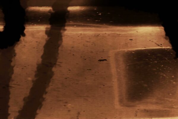 Flickering Sepia Film Leader with Pulsing Abstract Forms Loop