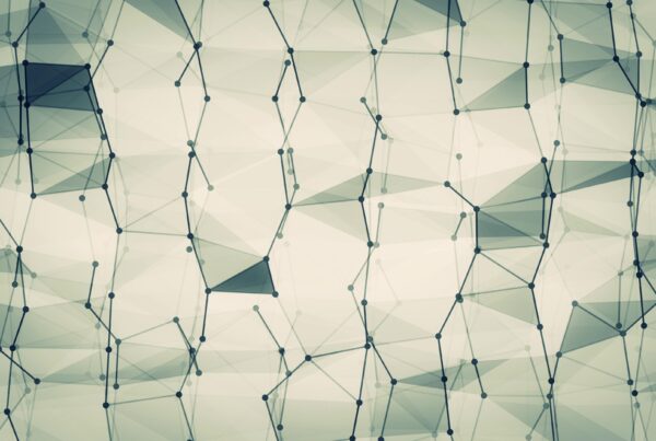 Abstract 4K video loop of a geometric network with interconnected lines and nodes on a soft cream background.