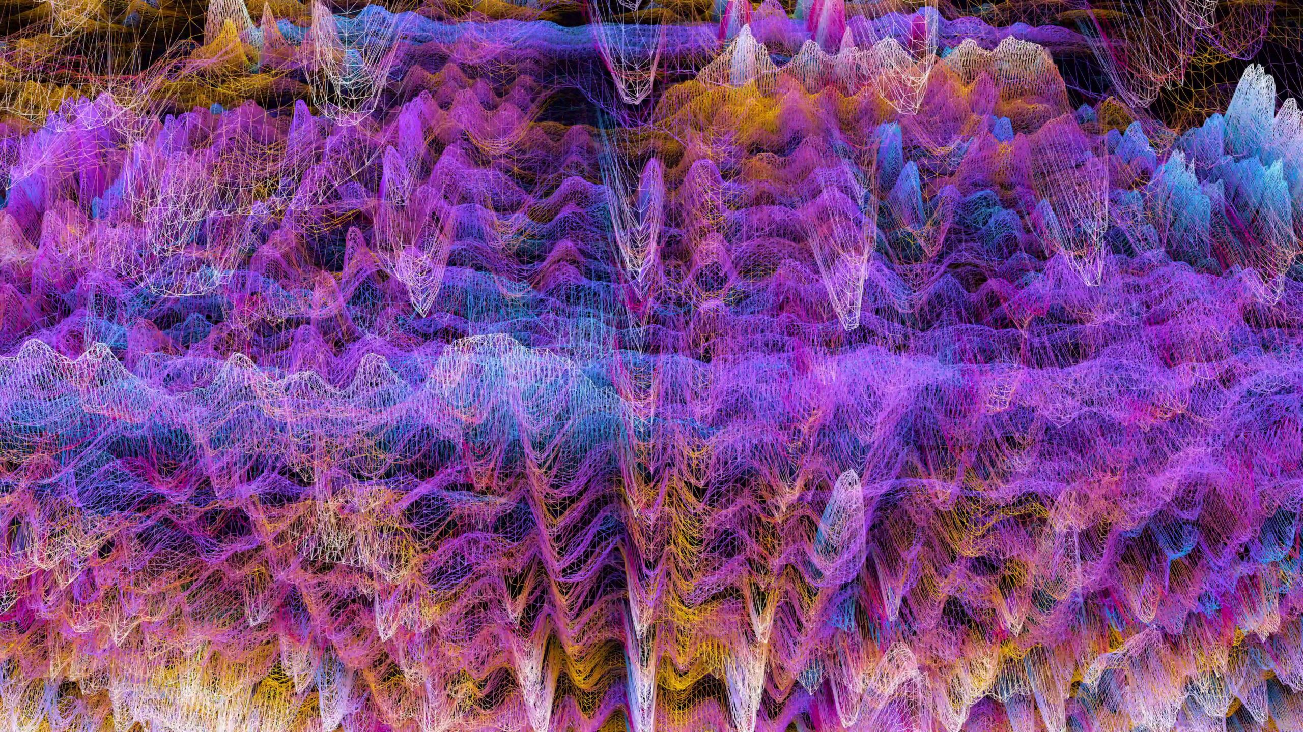 Digital Rainbow Wireframe Pulse 4K Loop