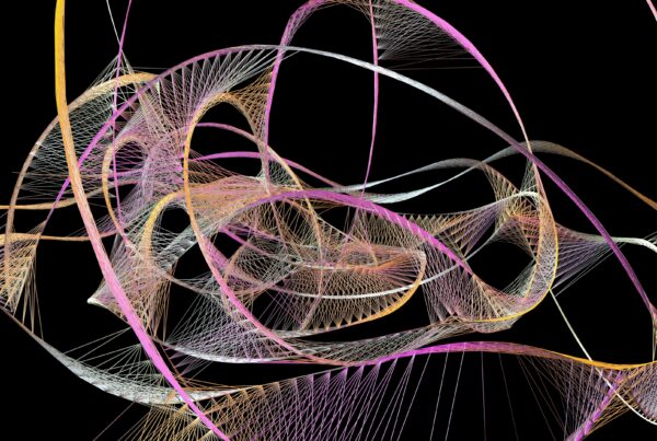 Abstract 4K video art featuring colorful, interwoven lines and curves.