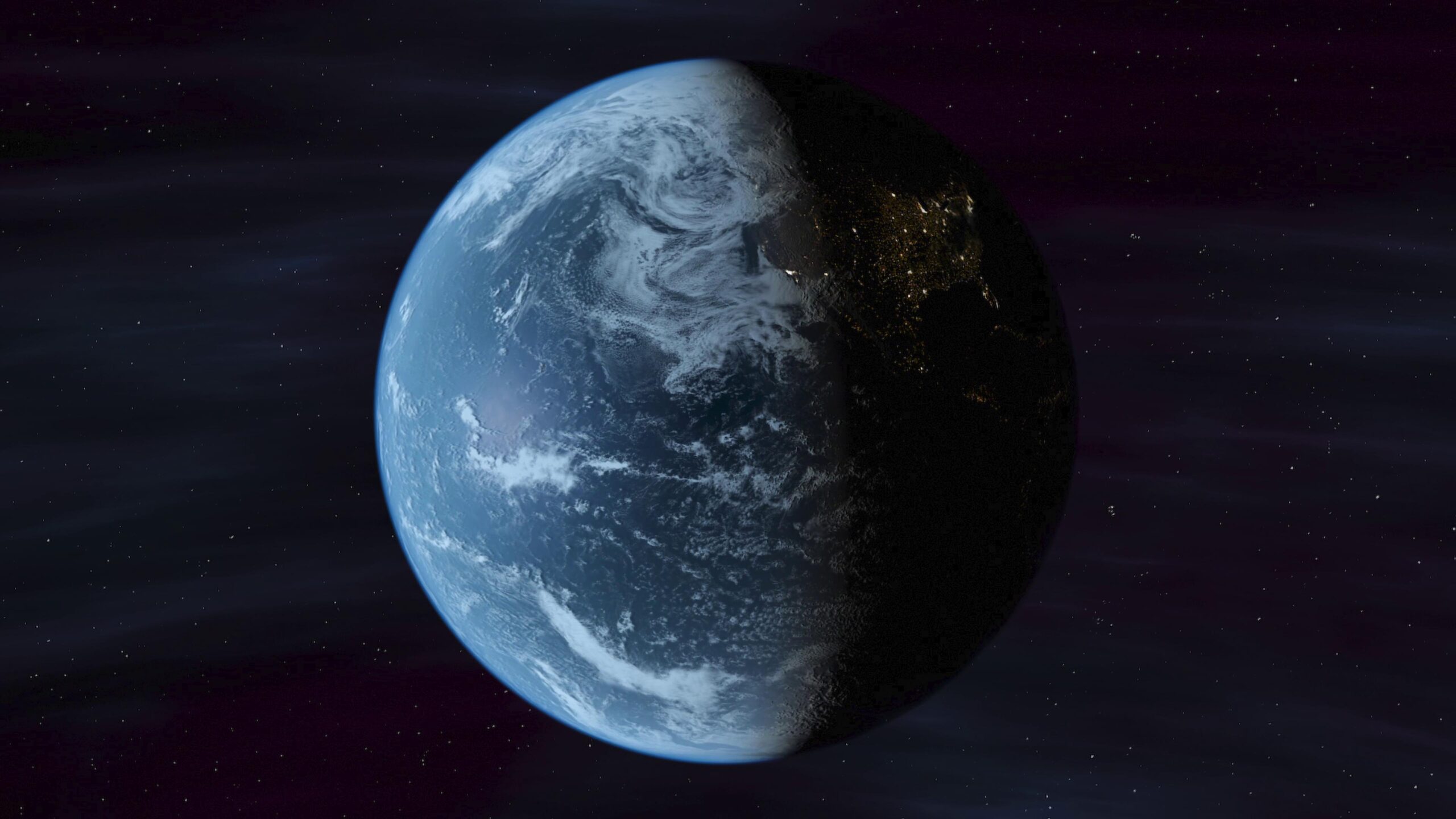 Rotating Earth from Space Day Night 4K Loop