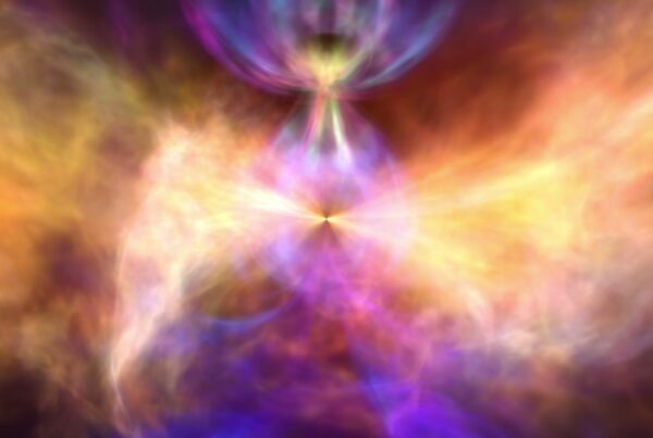 An abstract animation loop of swirling colors converging at a central point.