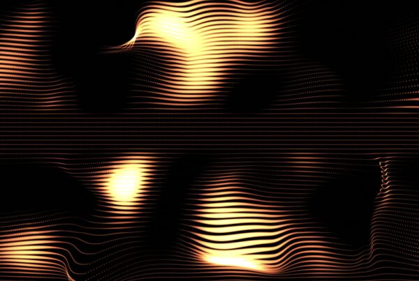 Abstract video loop featuring wavy orange and yellow lines on a dark background, creating a sense of energy with glowing focal points and a fluid, vibrant animation.