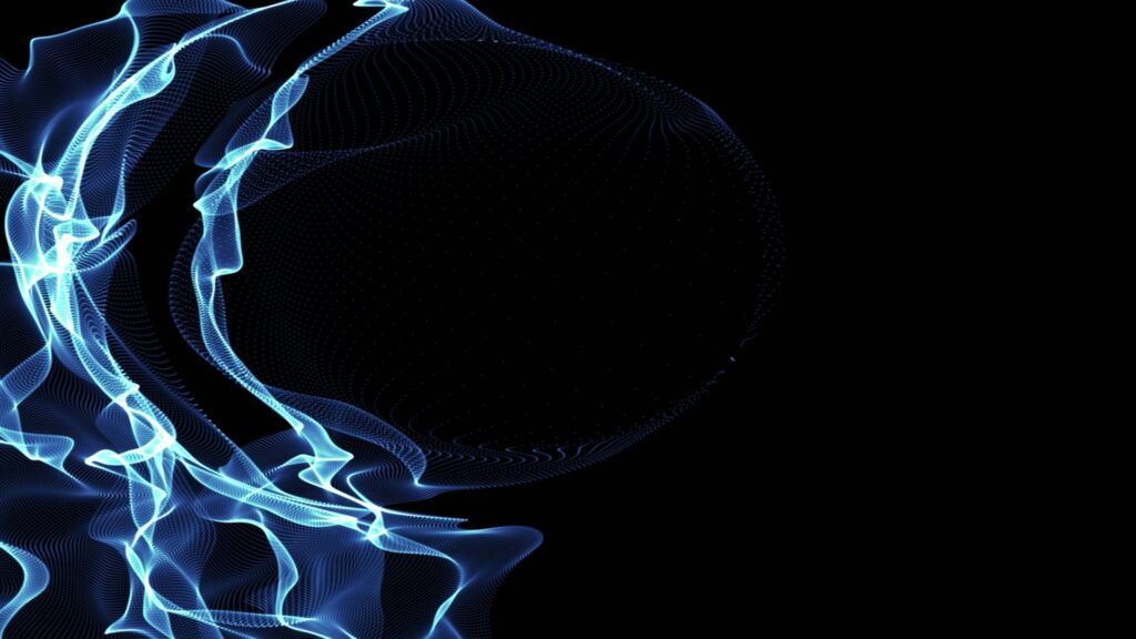 An abstract video loop with delicate, luminous blue lines set against a dark background.