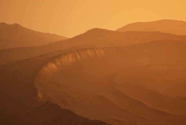 Stunning Martian sand dune sunset 4K video panorama