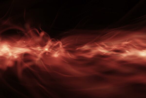 Abstract fiery 4K video loop of energy waves creating a dynamic, swirling pattern against a dark video background.