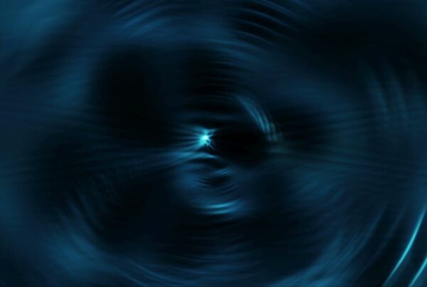 Abstract blue swirling vortex with glowing center, creating a dynamic and mysterious video loop.