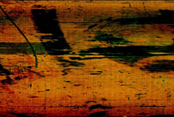 Abstract 4K video loop of film leader with blurred shapes and grunge creating a dynamic, vintage-style animation.