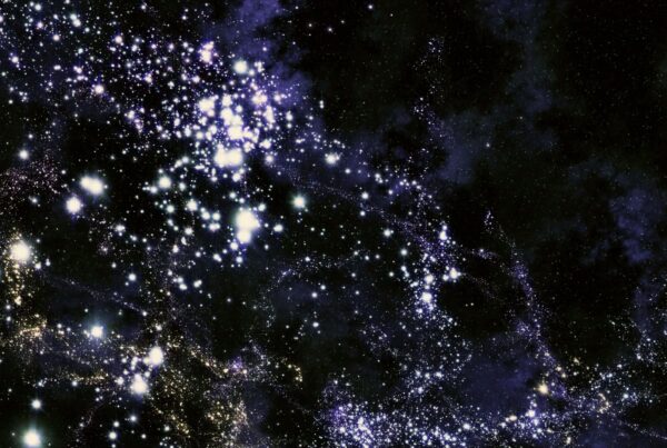 A breathtaking video loop of a journey through a star-filled night sky, showcasing a dense cluster of glowing stars amidst subtle nebular formations in deep space.