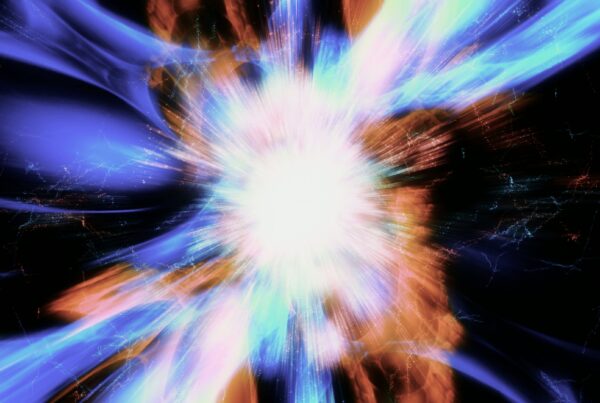 Vibrant 4K video loop of a cosmic explosion with colorful streaks.