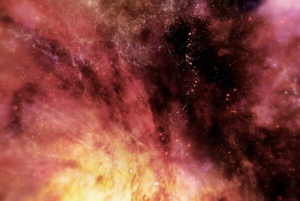 A stunning and vibrant video loop of a journey through a space nebula with swirling colors of red, purple, and yellow, dotted with countless twinkling stars against a dark, expansive background, showcasing the beauty and vastness of the universe.