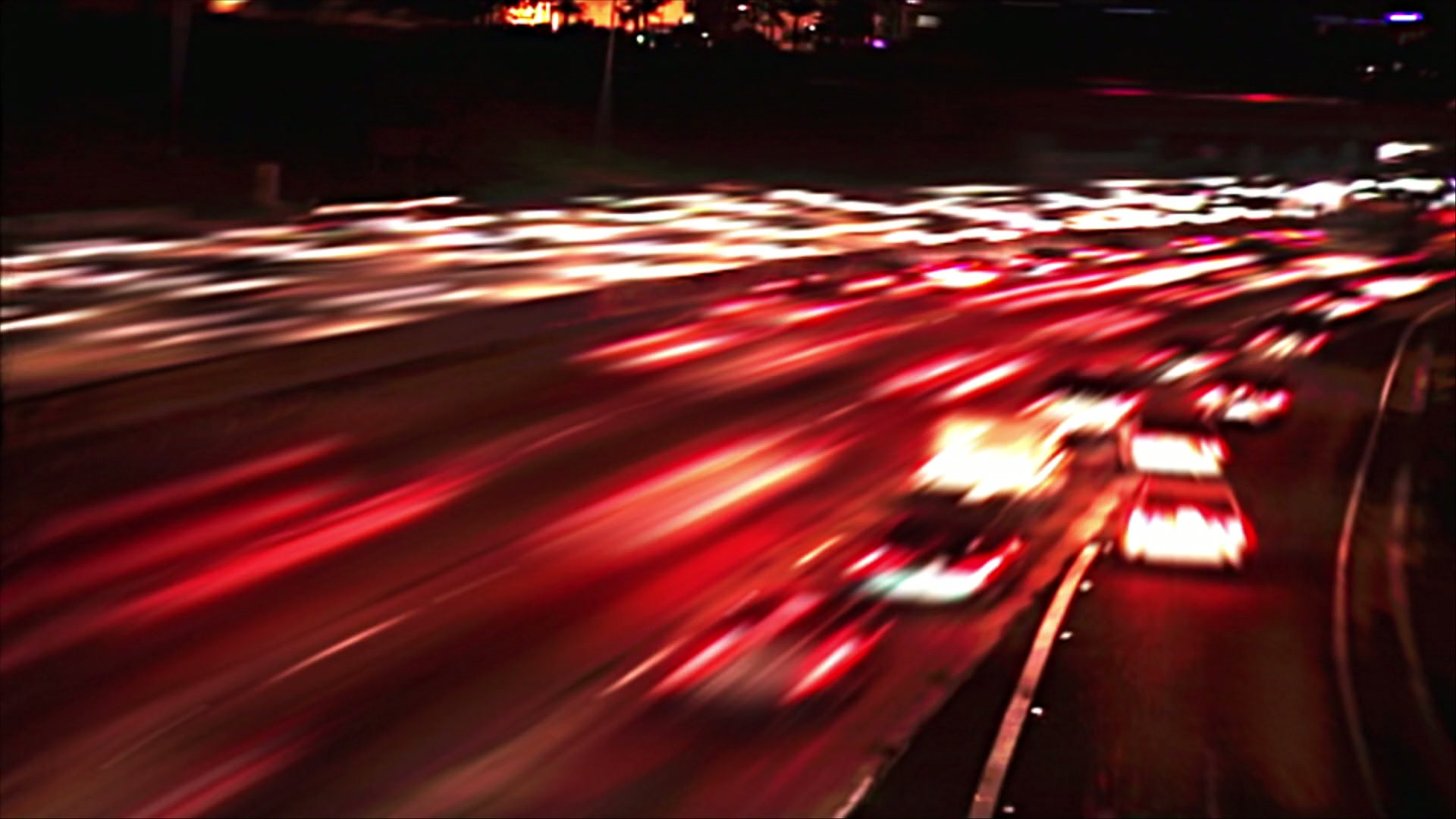 Nighttime Highway Light Trails Video Loop