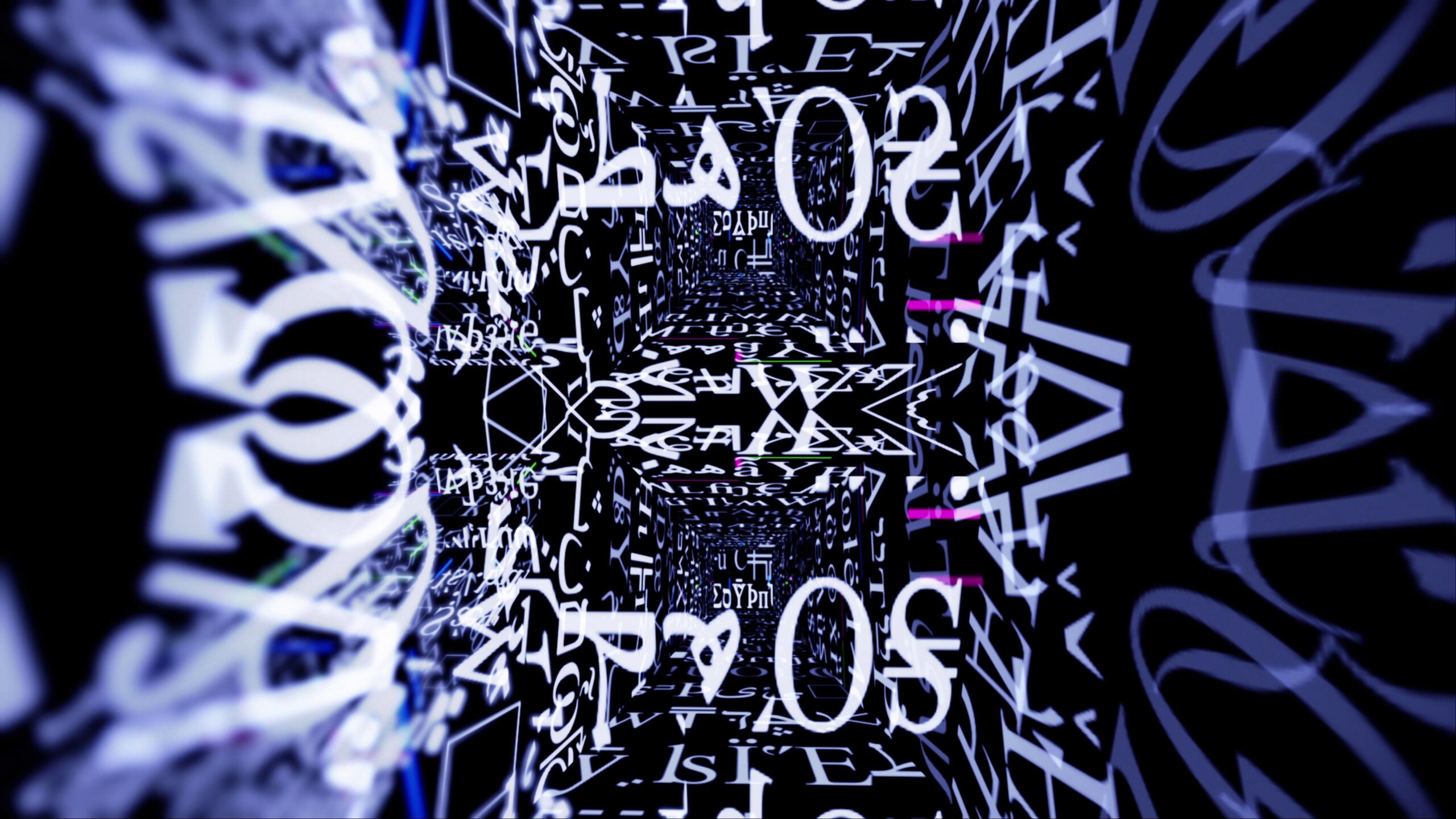 Digital Typography Tunnel Dive 4K Loop