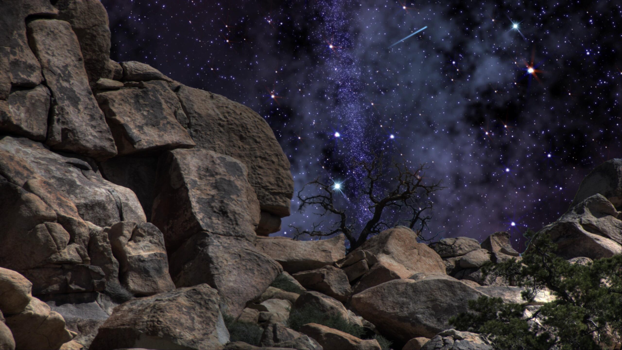 Starry Night Over Rocky Terrain 4K Video
