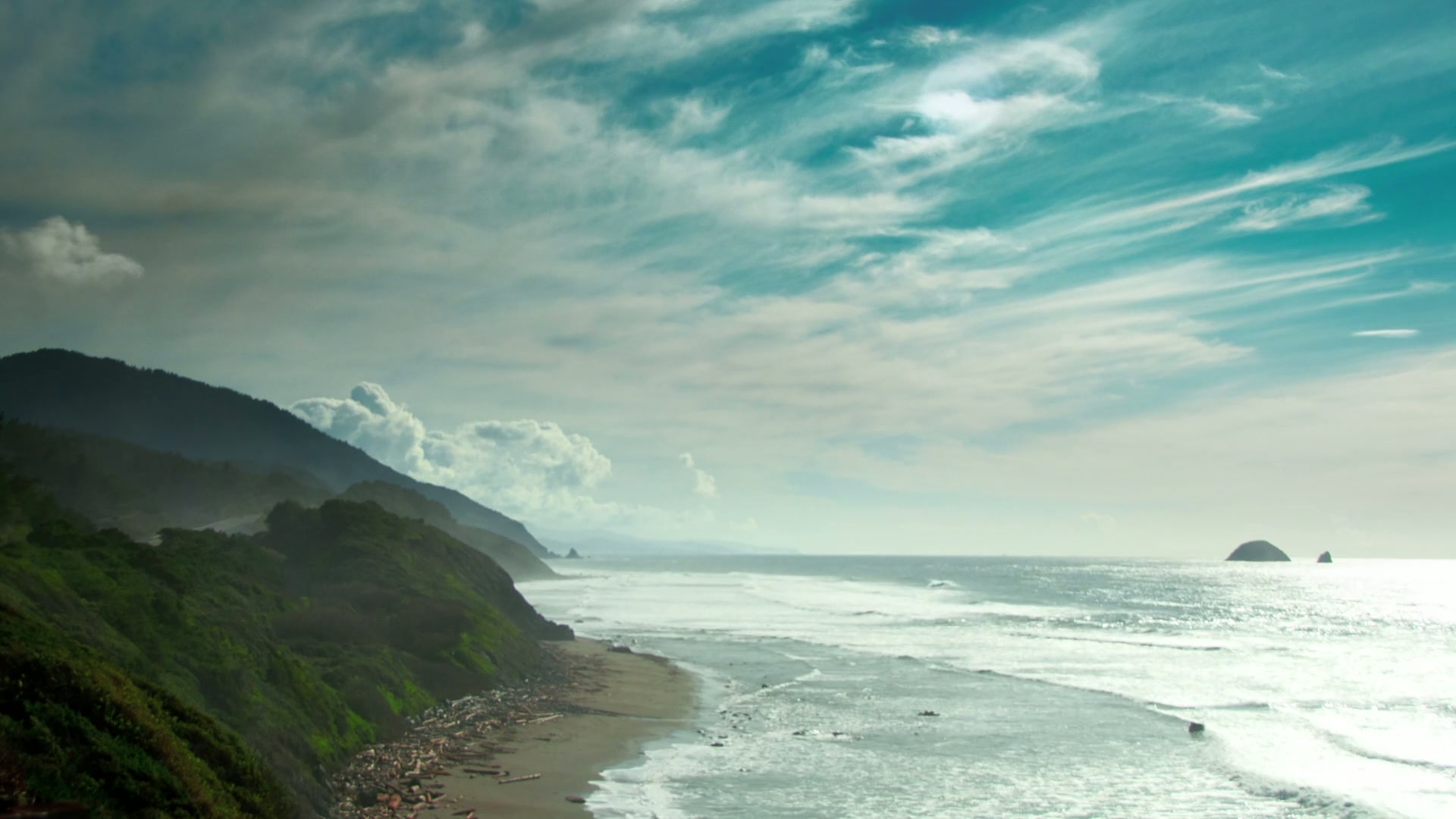 Time-Lapse Coastal Landscape with Dynamic Skies