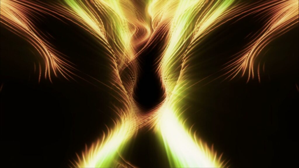 Abstract video loop featuring vibrant yellow and green swirling light patterns against a dark background, creating a dynamic and luminous visual display.