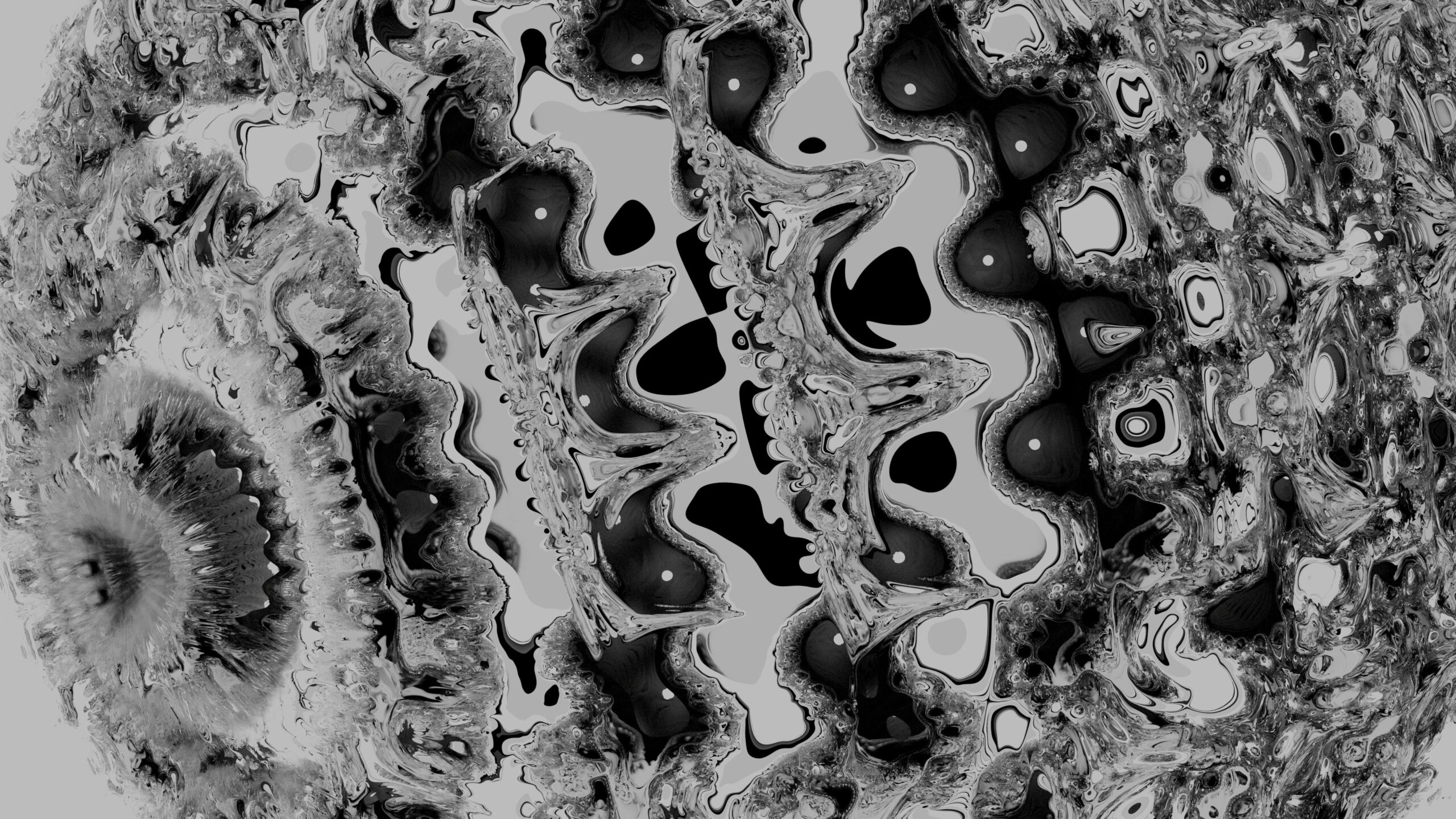 Abstract Grayscale Fractal Patterns 4K Video