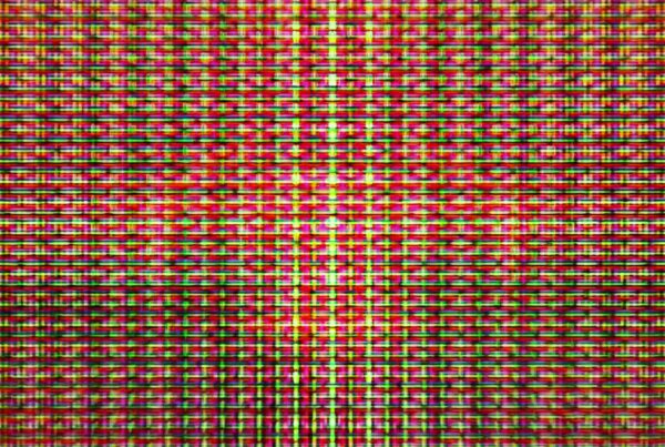 Close-up 4K video loop of a colorful pixel grid pattern with red, green, and yellow hues, forming an intricate animated display.