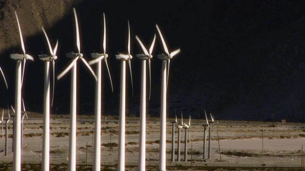 Wind Turbines in Desert Landscape