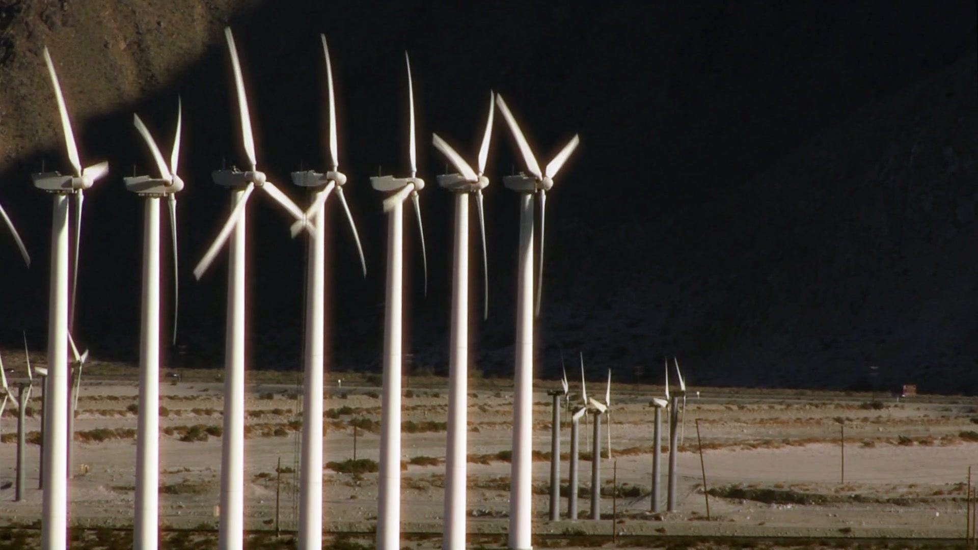 Wind Turbines in Desert Landscape