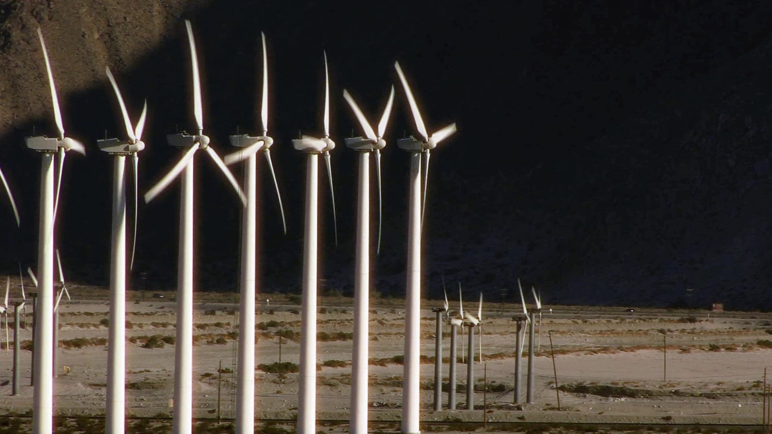 Wind Turbines Power Desert 4K Video