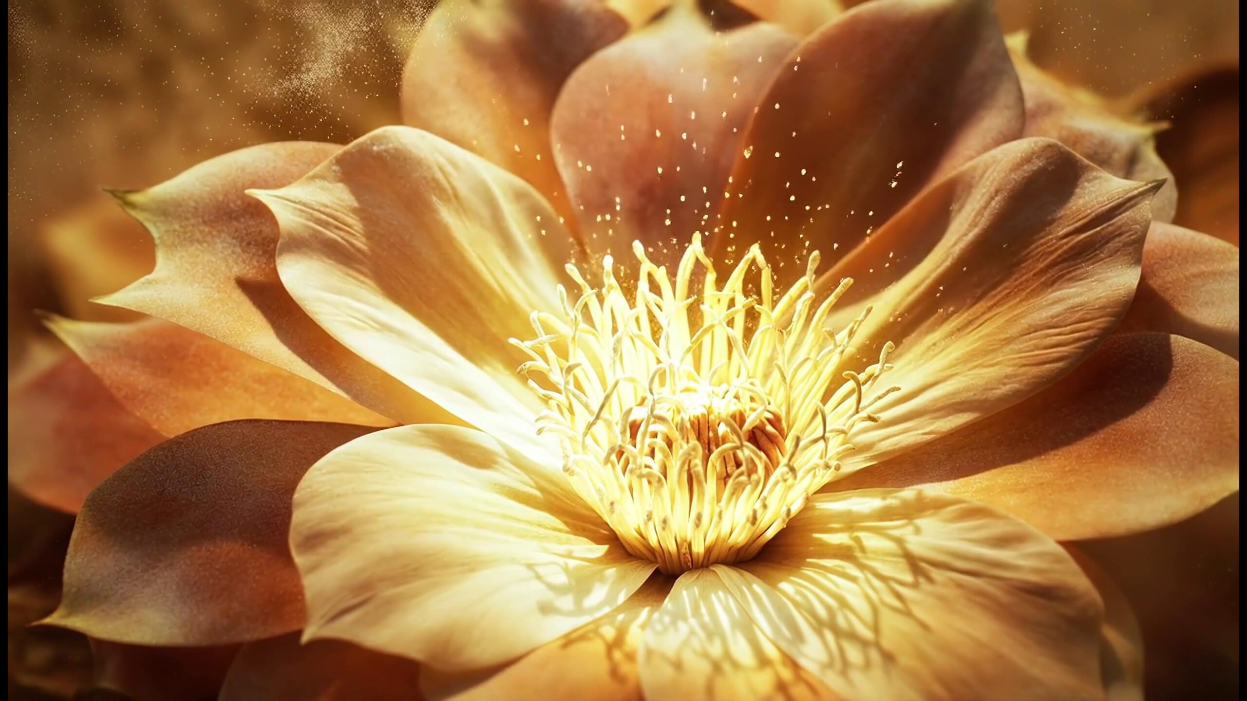 Golden Flower with Magical Glow 4K Video