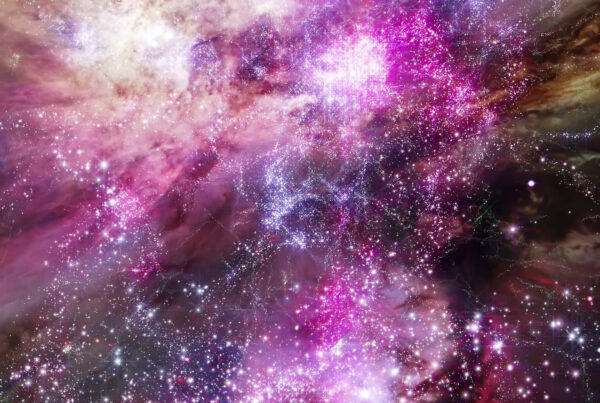 Mesmerizing cosmic nebula animation with vibrant colors and countless twinkling stars in deep space.