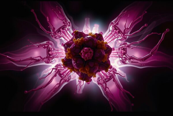 A vibrant abstract sphere with radiating tendrils.