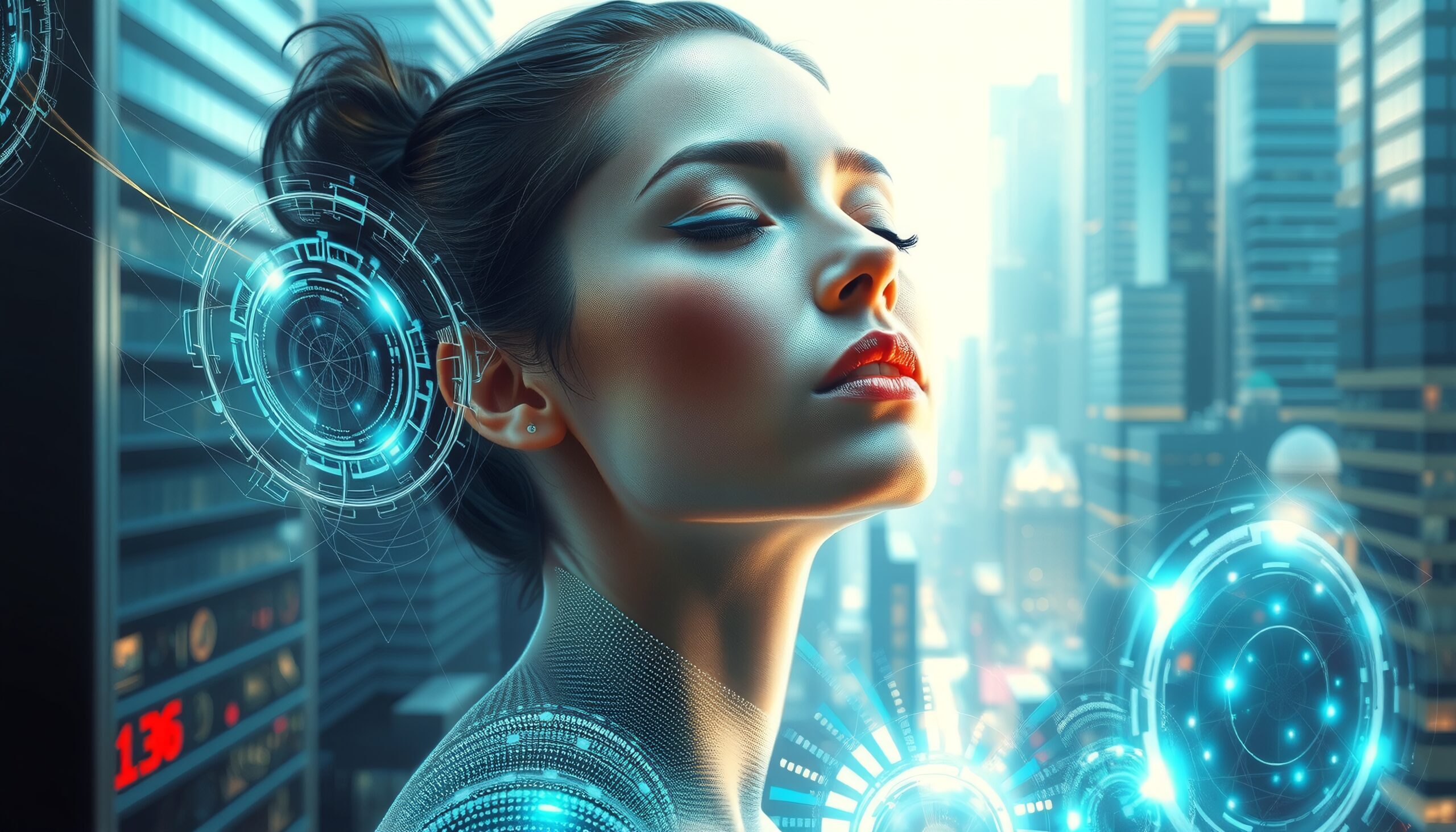 Futuristic Cybernetic Woman Interface