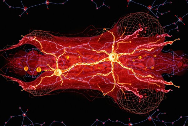 Abstract neural network illustration showing intricate connections, bright colors, and dynamic neural activity.