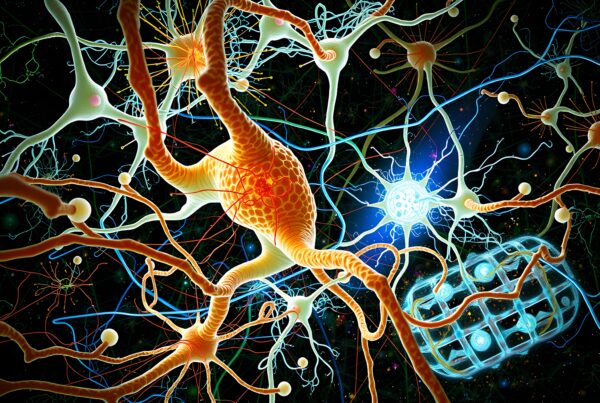 Complex neural network visualization artwork.