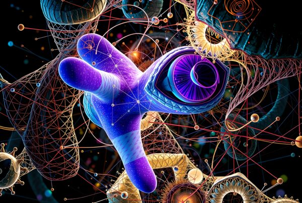A vibrant abstract of interconnected structures.