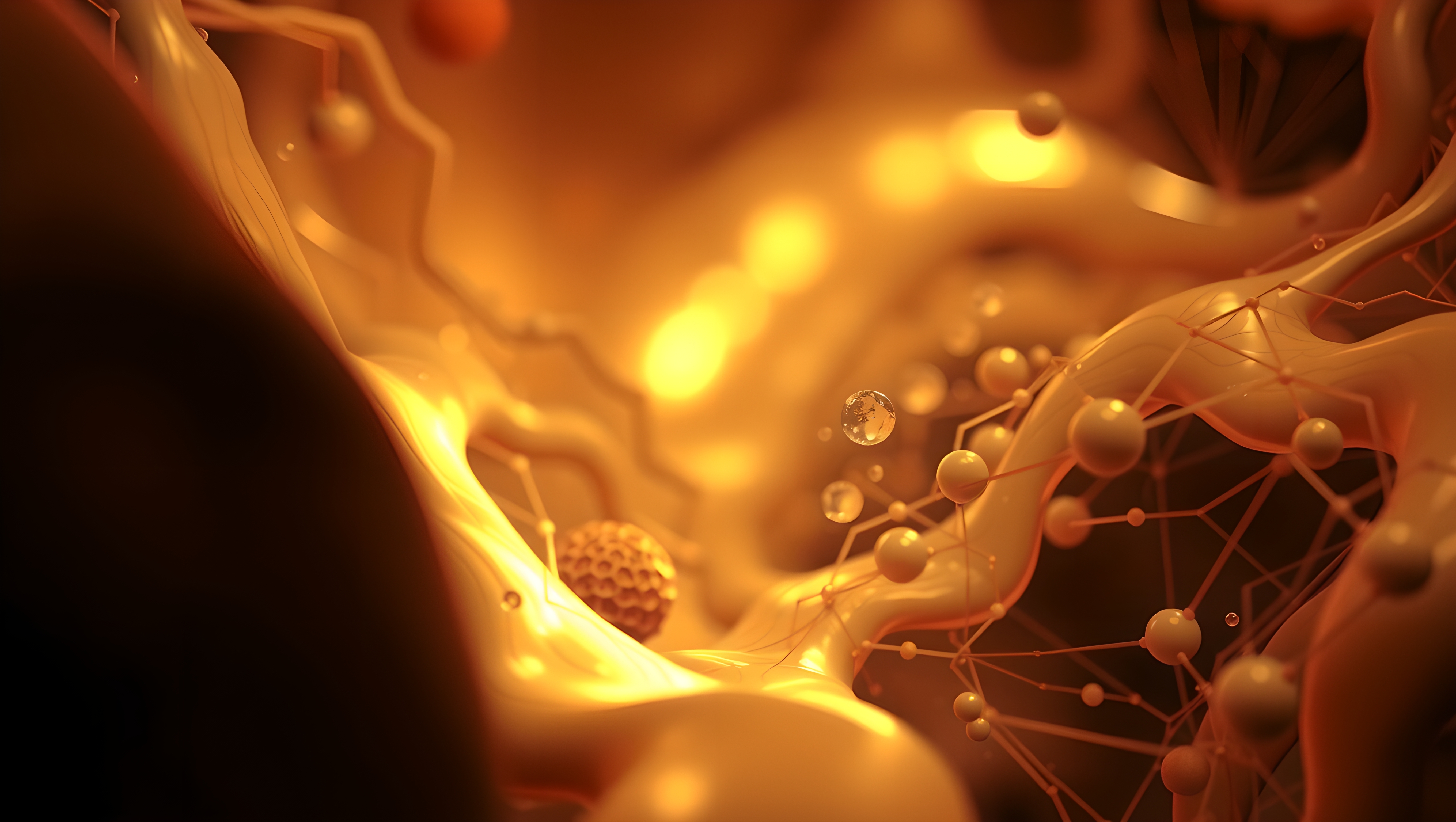 Glowing Amber Abstract Network