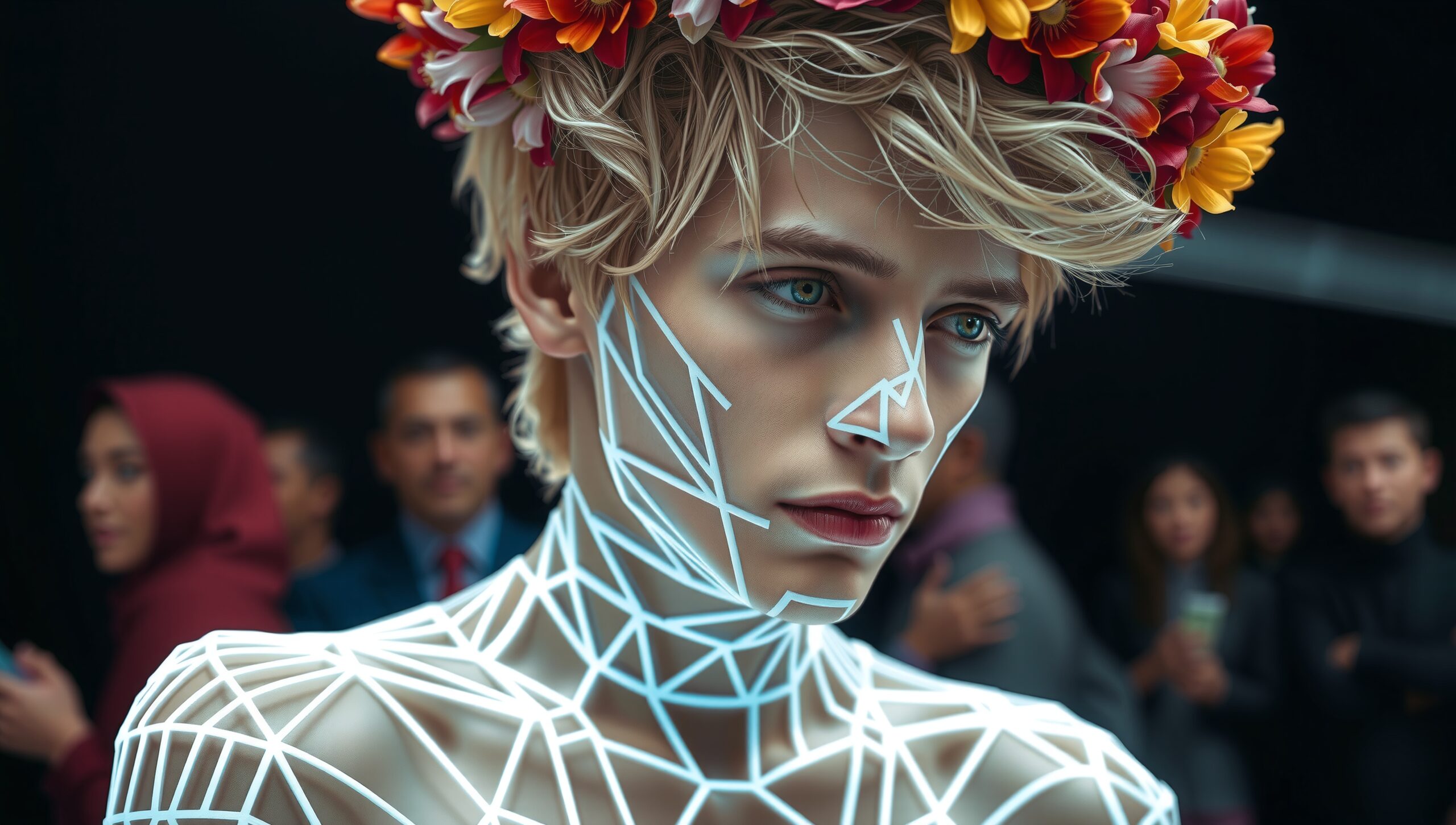 Floral Crown and Neon Geometry