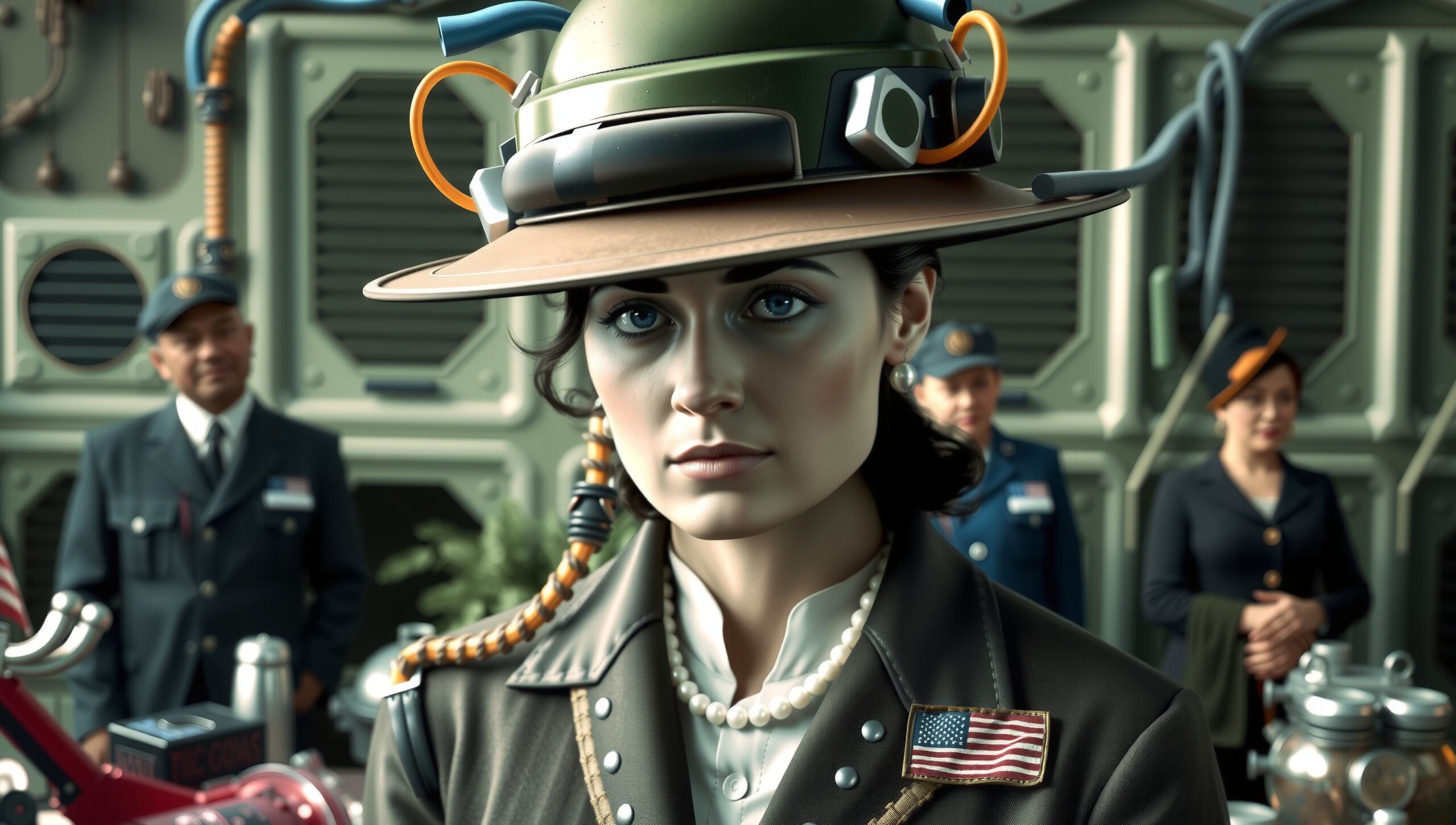 Futuristic Lady in Uniform Scene