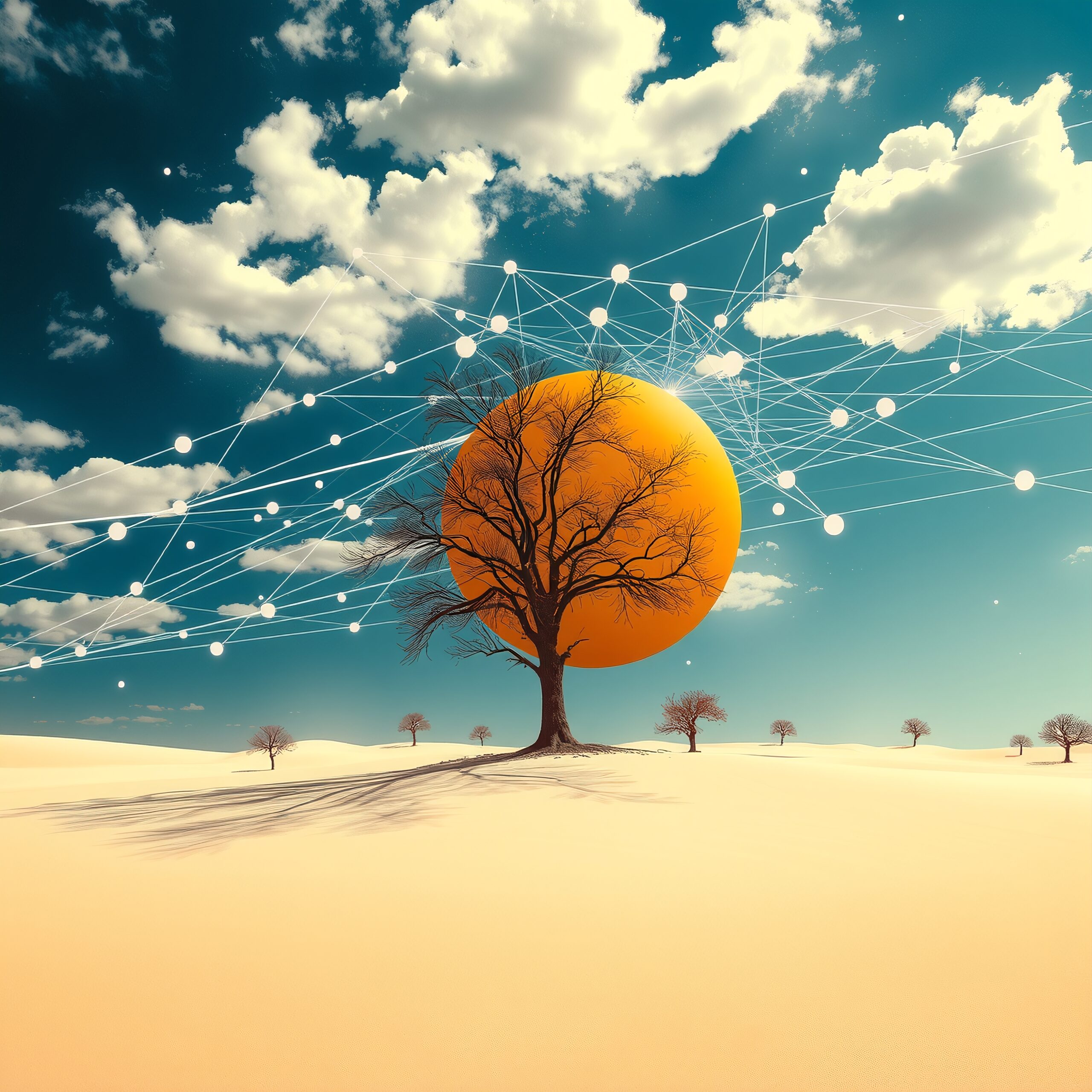Digital Tree in Surreal Desert