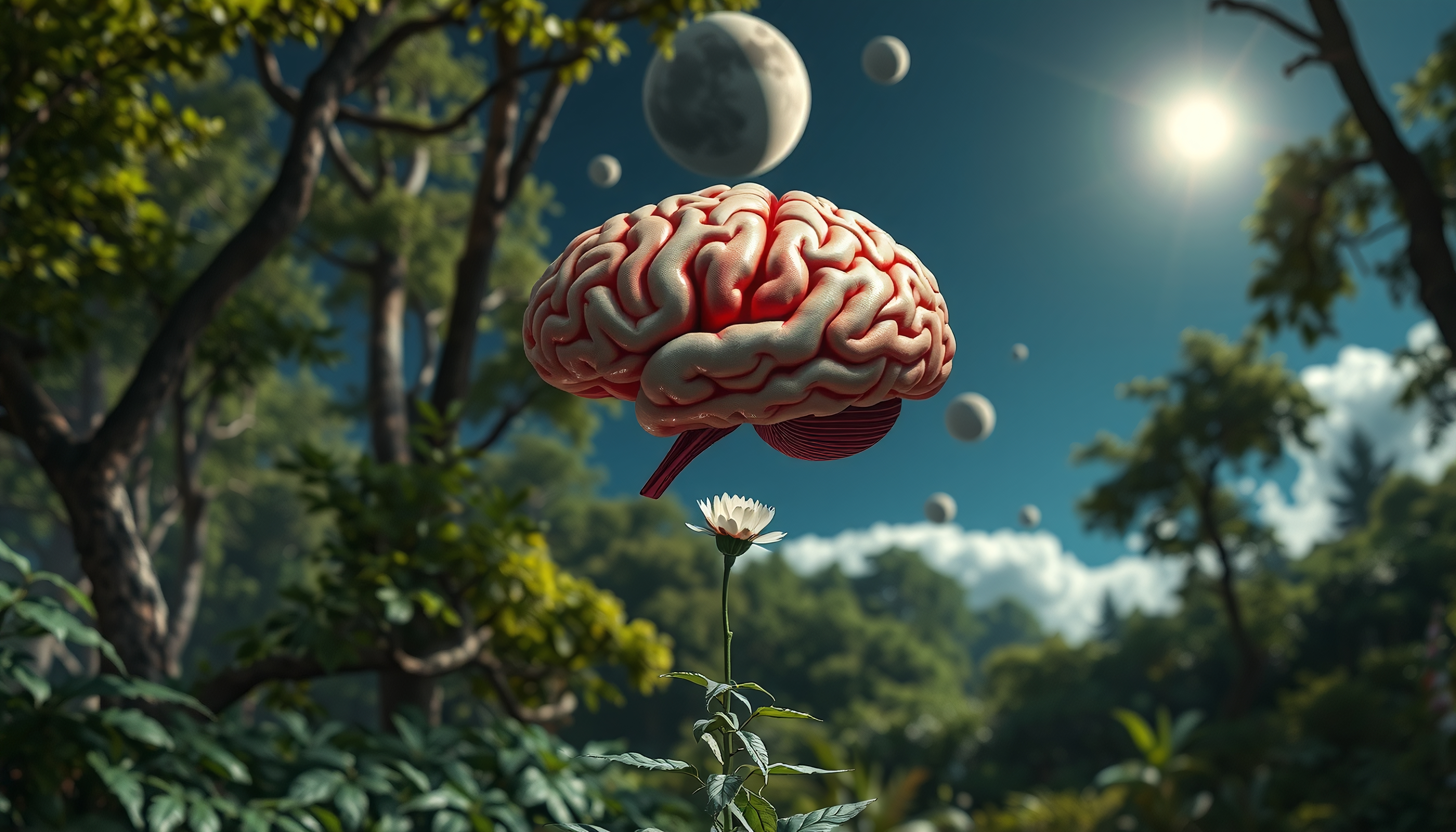Floating Brain in Enchanted Forest