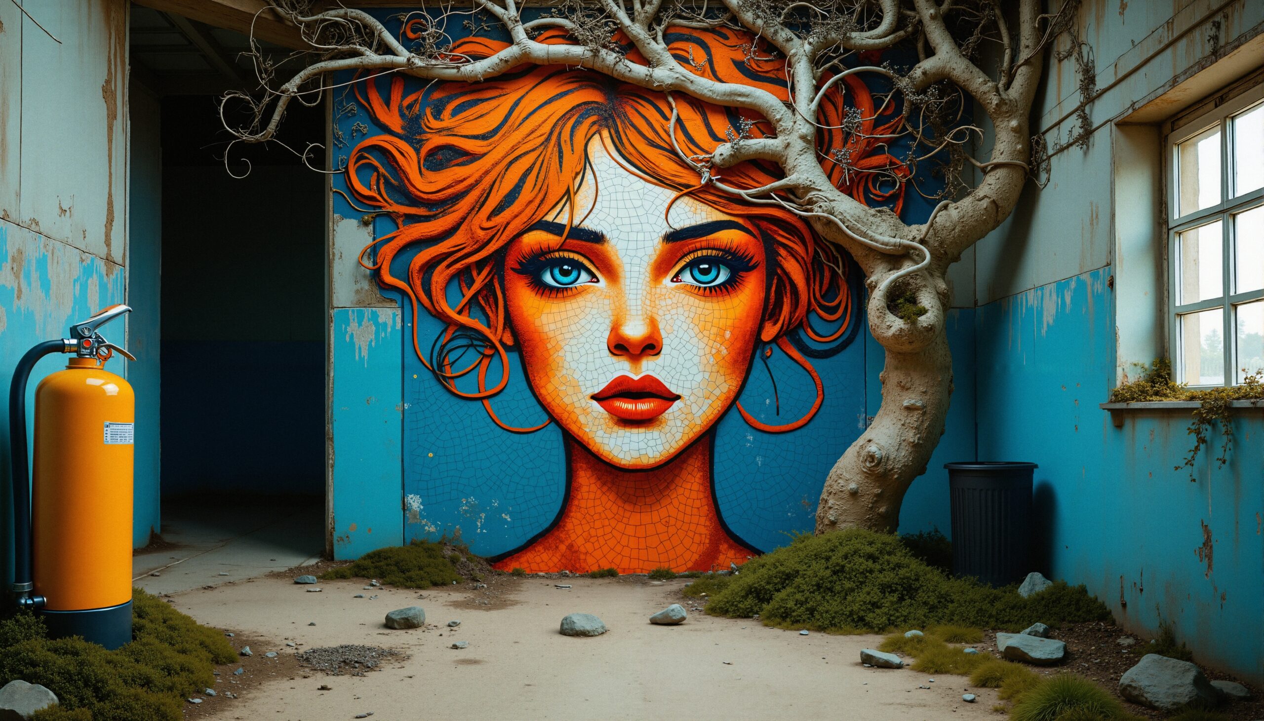 Surreal Urban Nature Mural Interplay