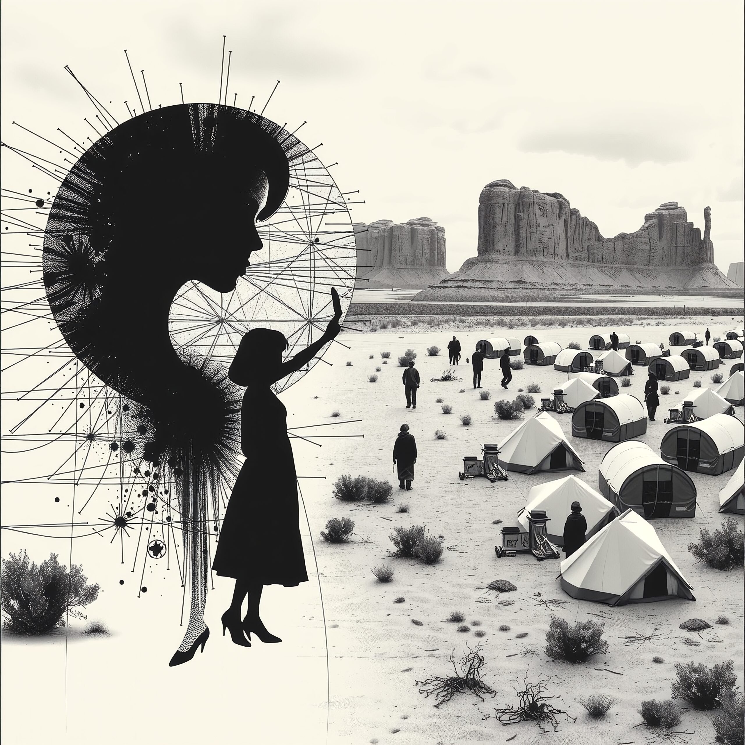 Digital Art Silhouette Desert Scene