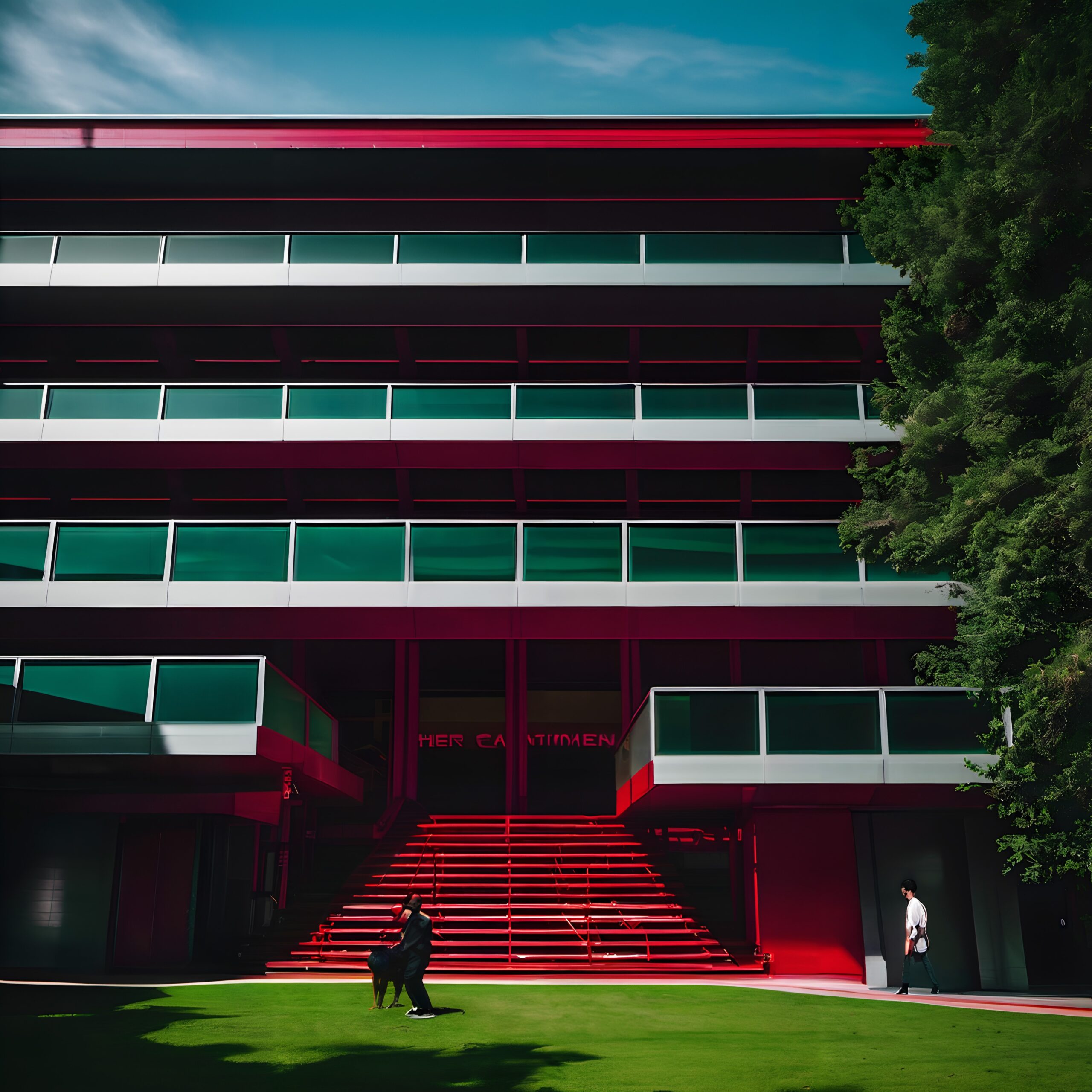Contemporary Architecture with Red Hues