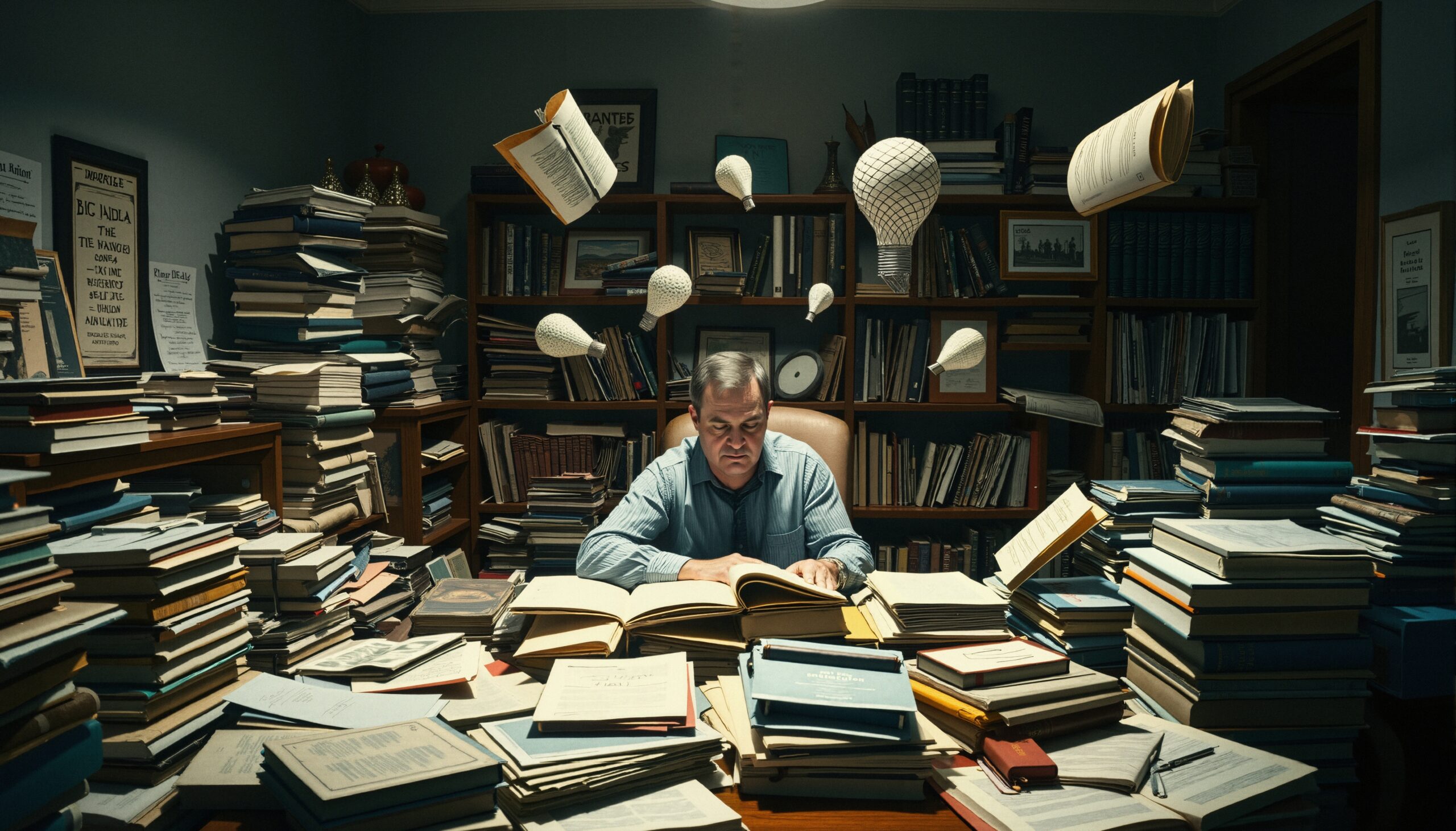 Books Light Bulbs Floating Books