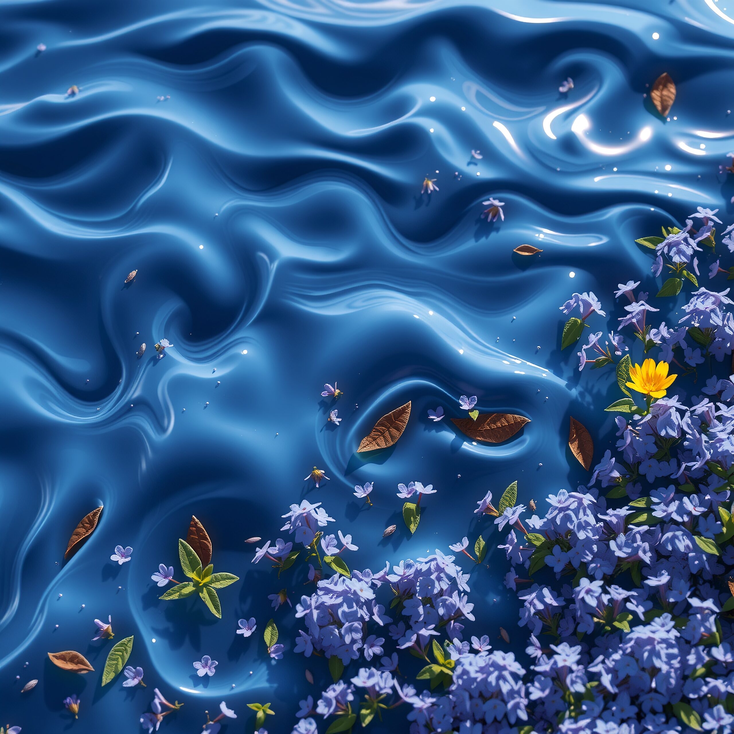 Vibrant Blossoms on Shimmering Waves