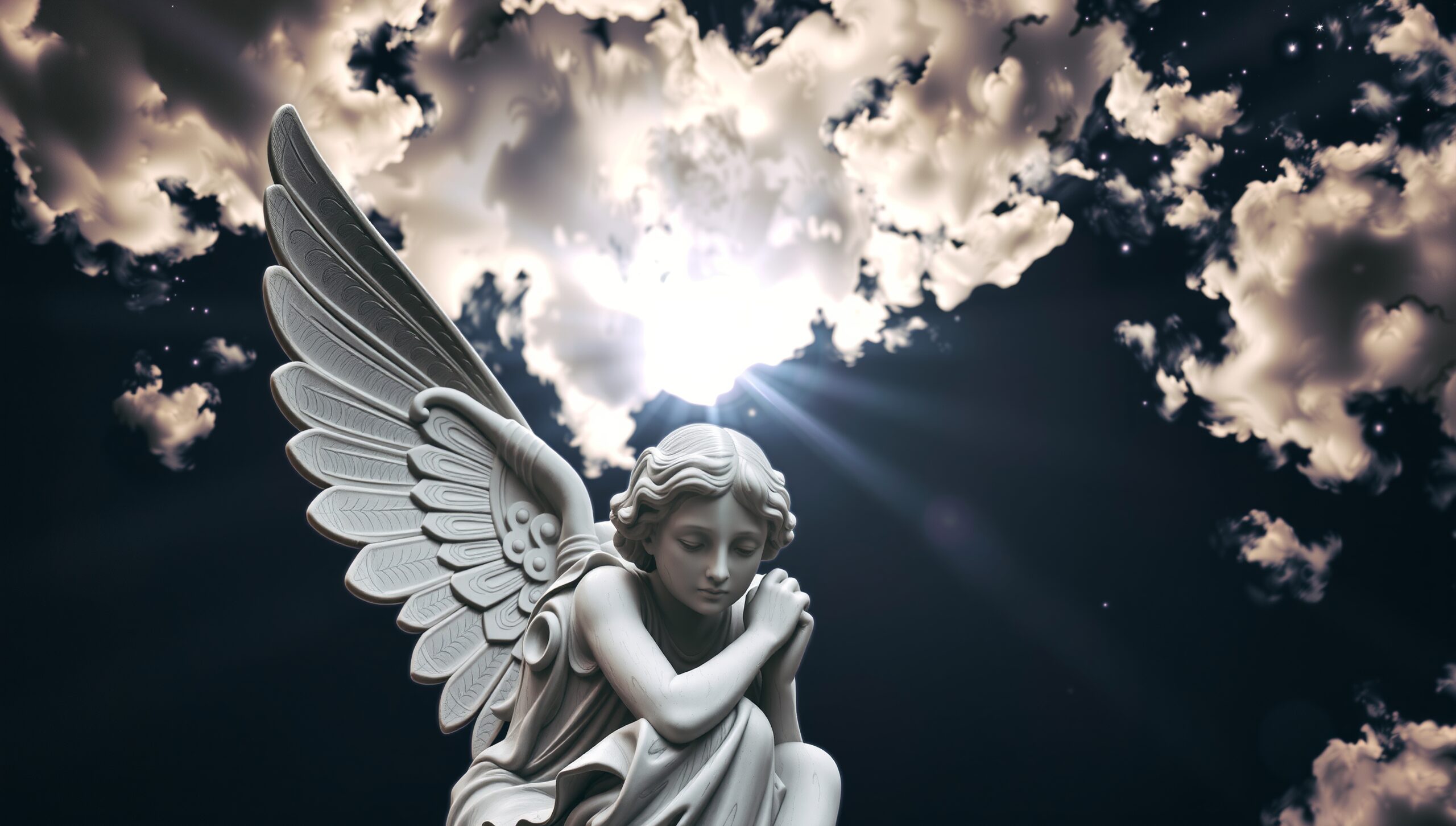 Heavenly Angel Under Radiant Sky