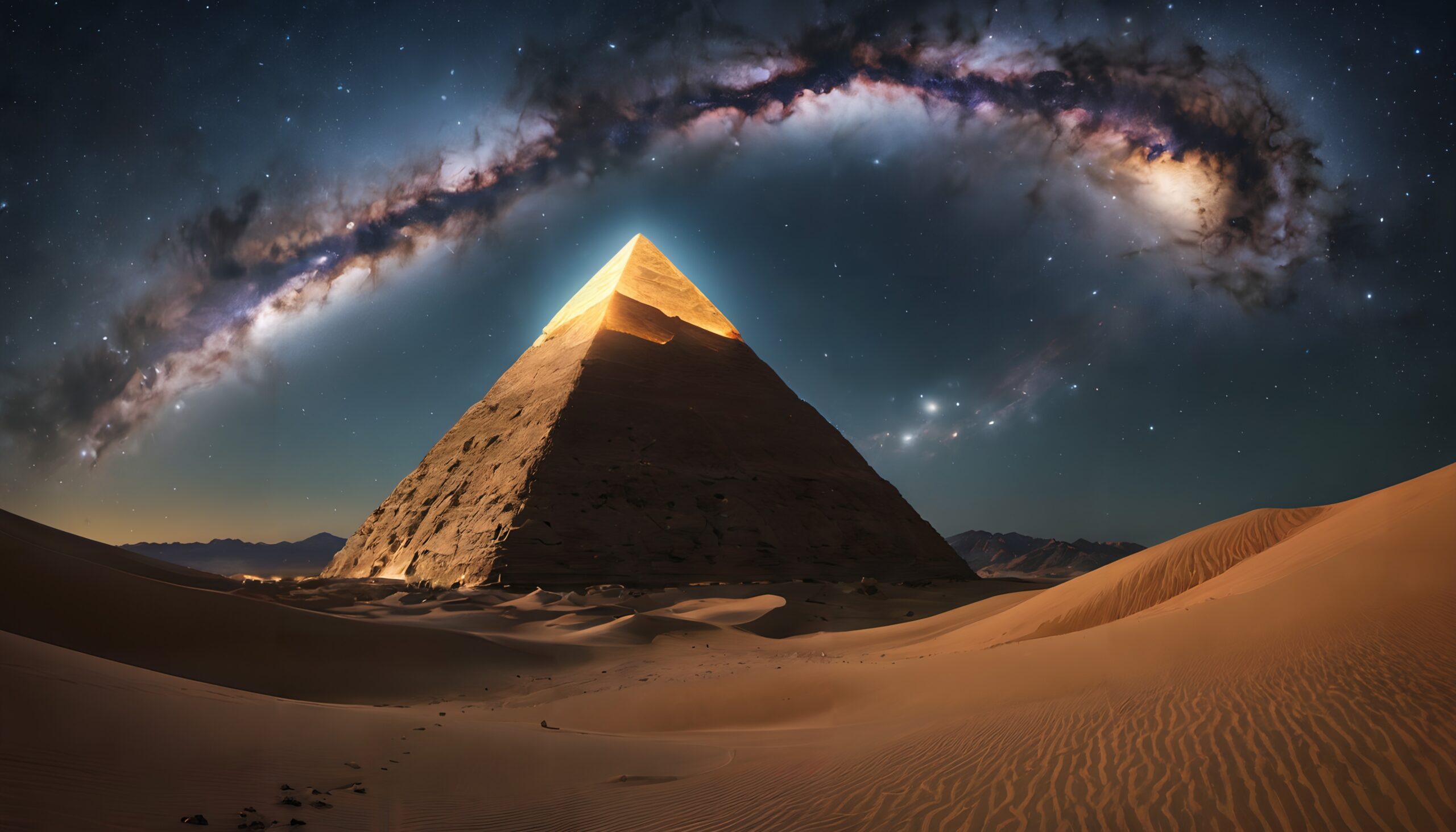 Pyramid Under Majestic Starry Sky