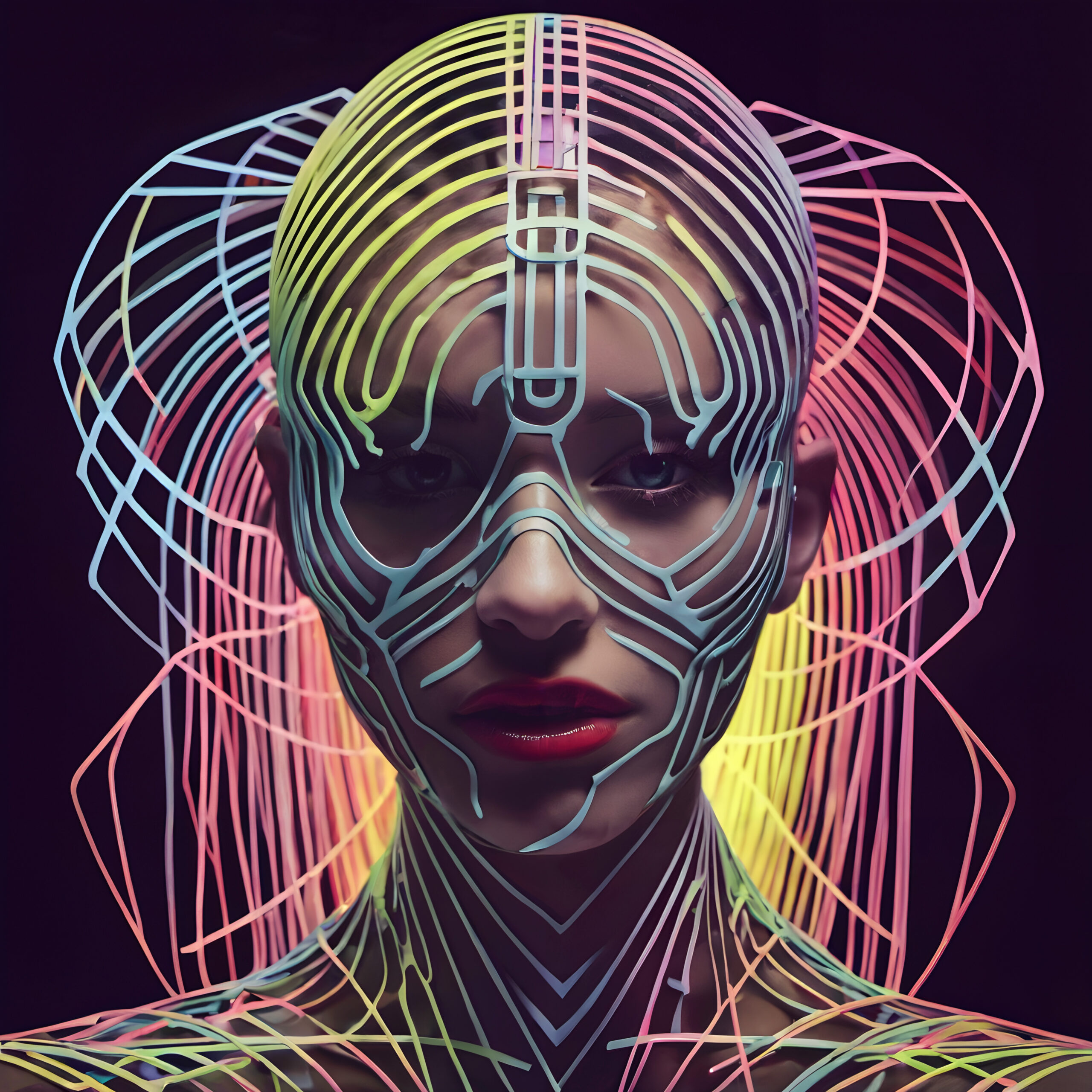 A Luminous Projection on a Woman in a Dark Room