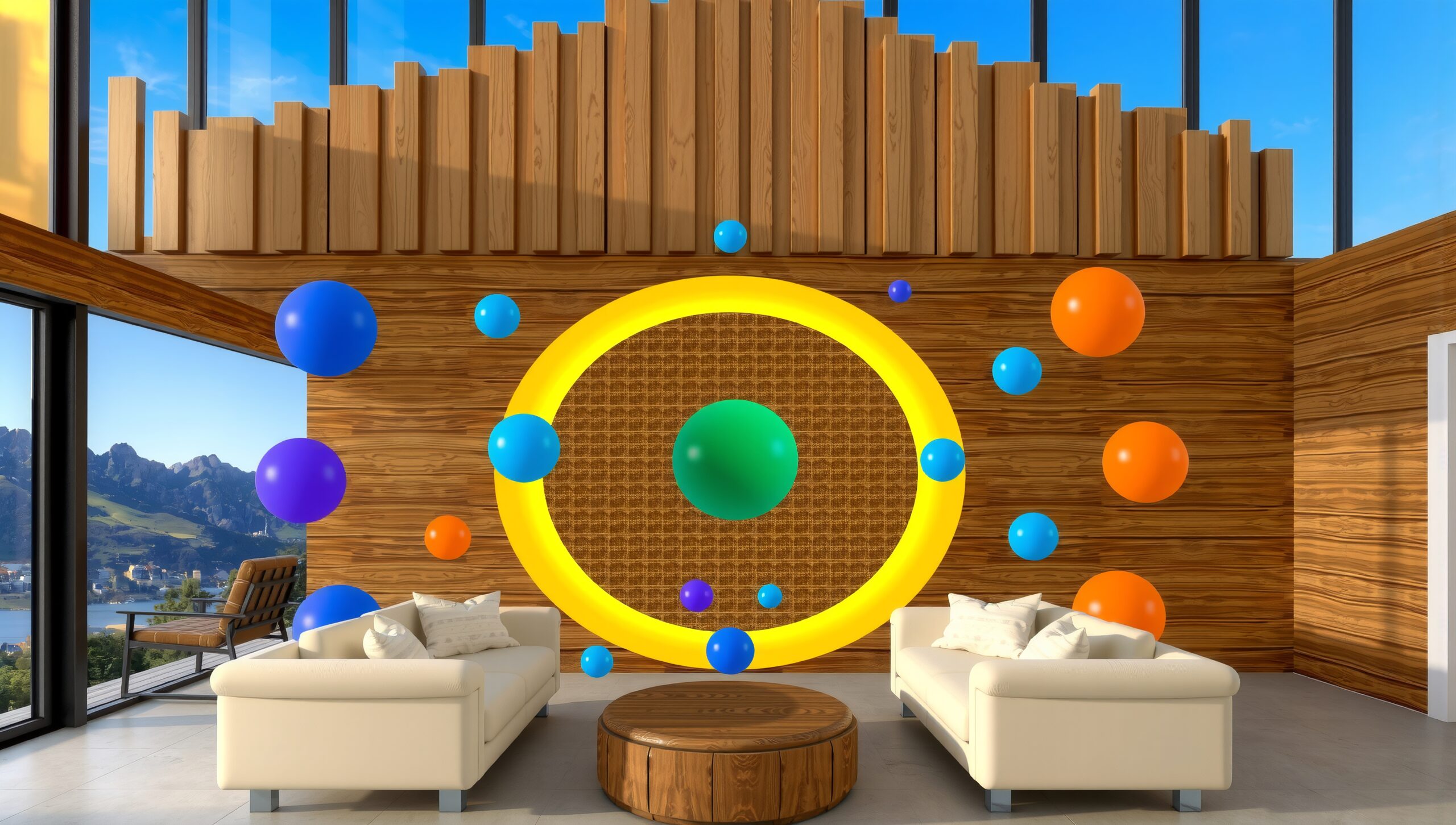 Modern Living Room with Orbs