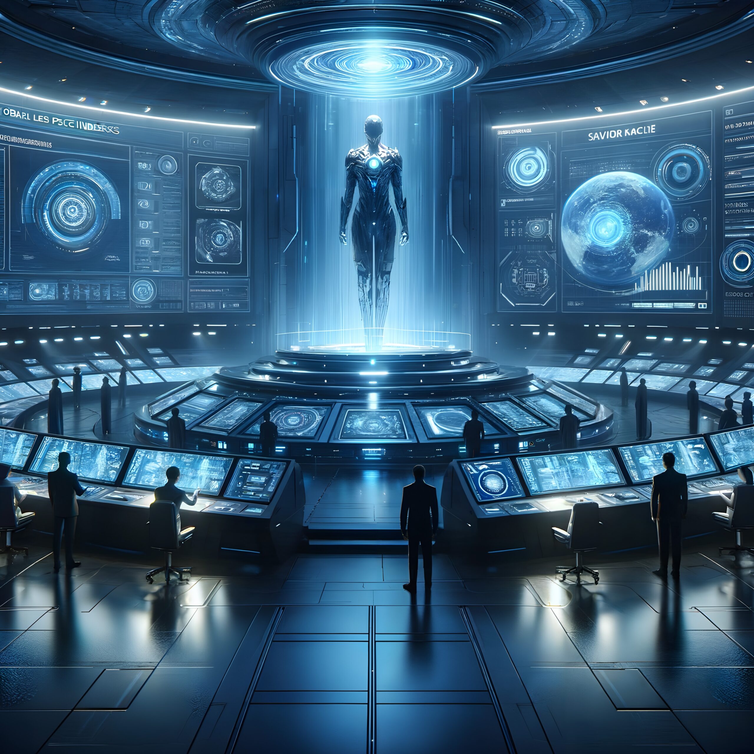 Futuristic Control Center with Hologram