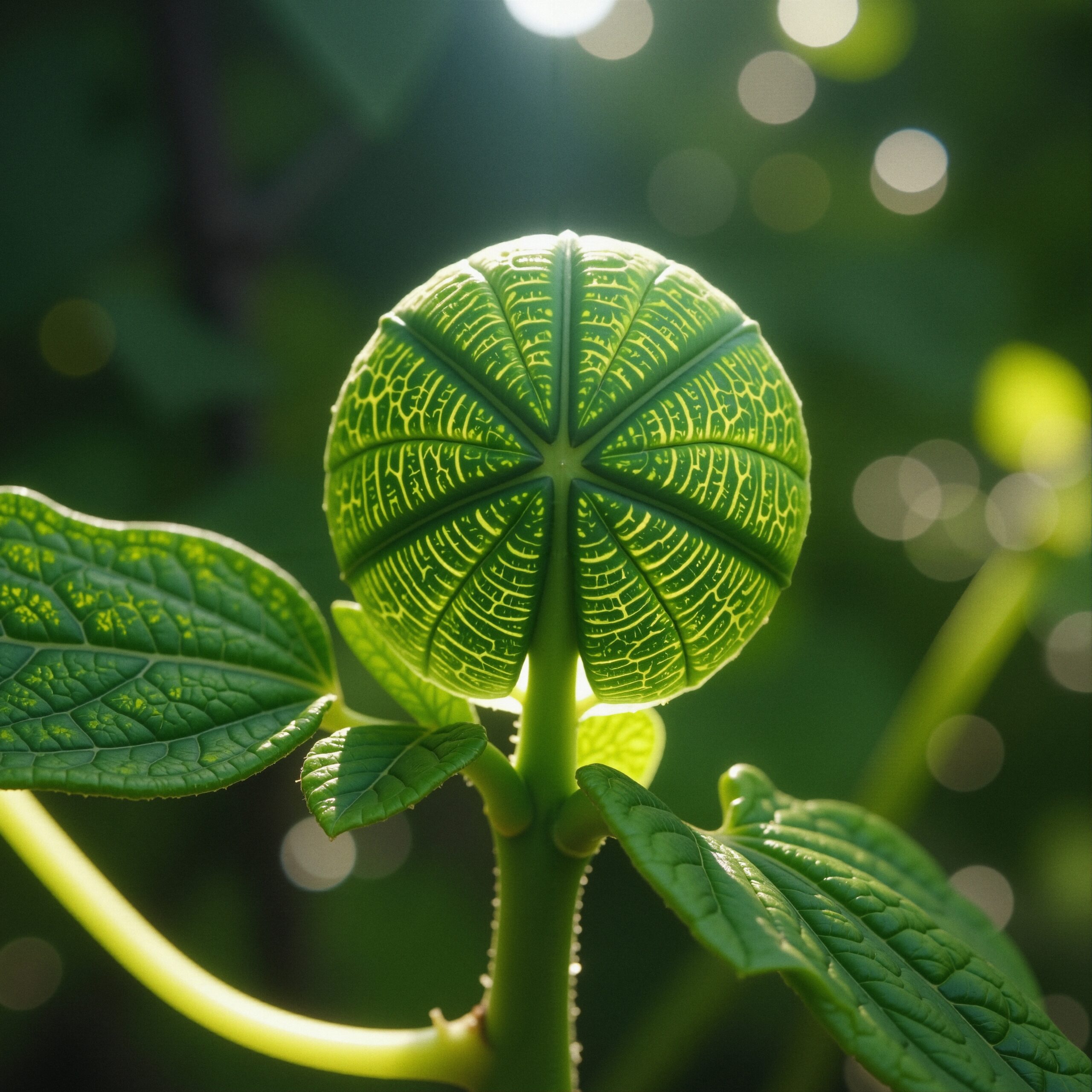 Intricate Green Leaf Illumination