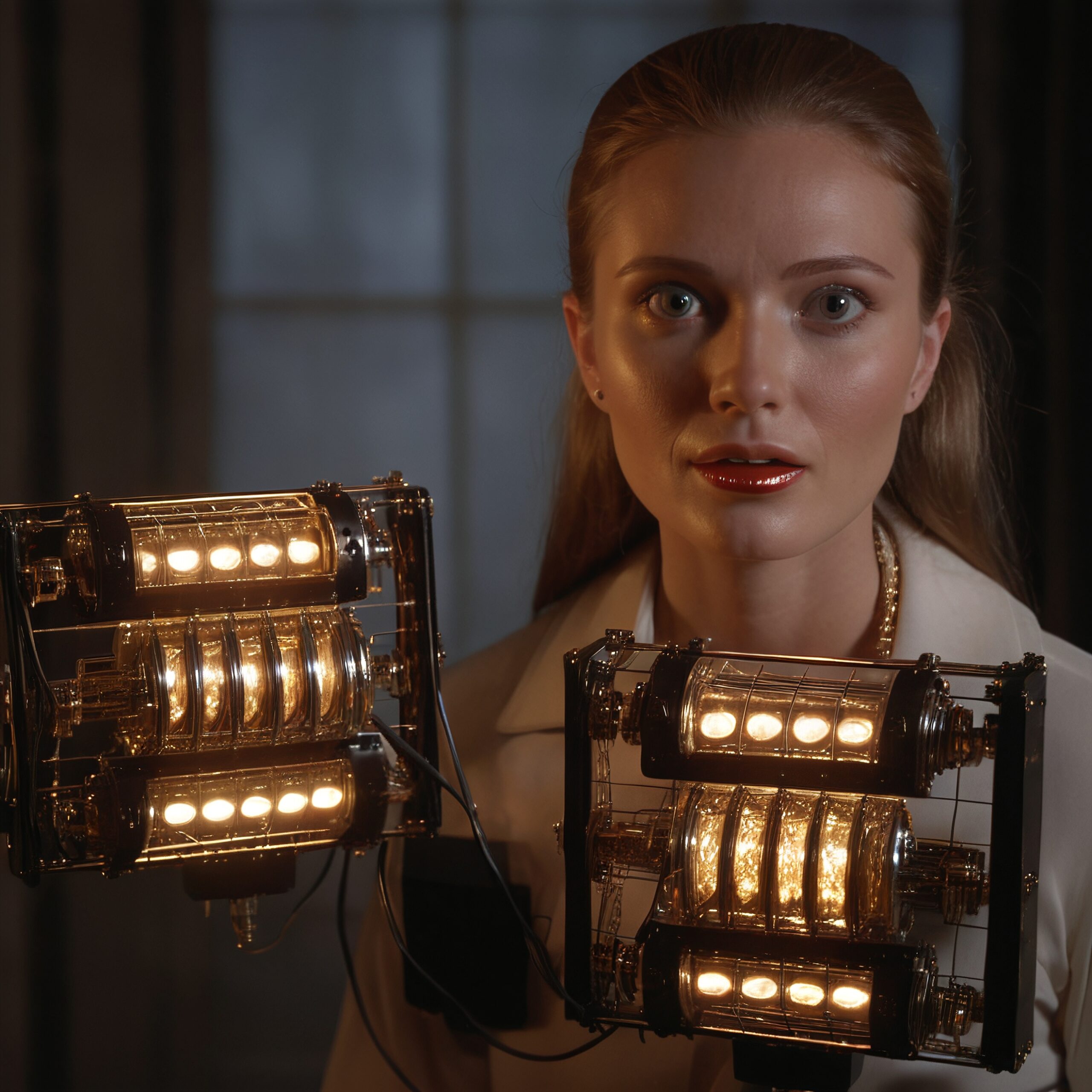 Woman with Futuristic Light Devices